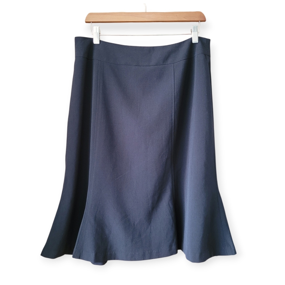 Vintage Y2K Reitmans Flare Hem Midi Skirt Academia Old Money Black 12
